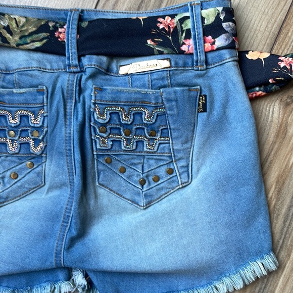 🇨🇴Colombian Butt Lifter Rhinestone Blue Denim Push Up Short - Picture 8 of 12